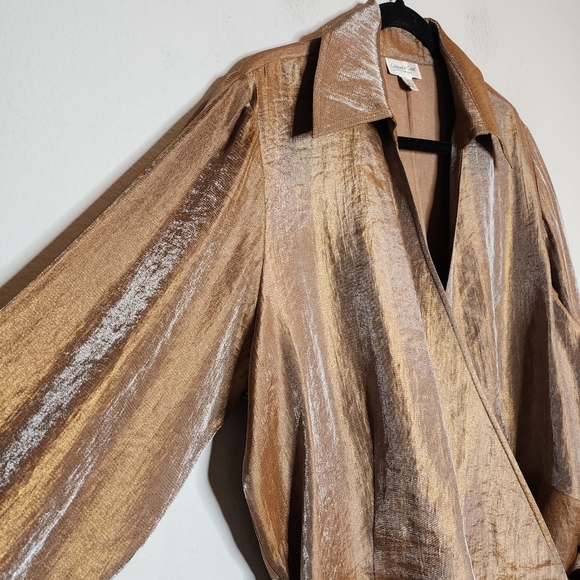 Coldwater Creek wrap shimmery Copper bronze blouse. Women's size XL - Picture 10 of 15